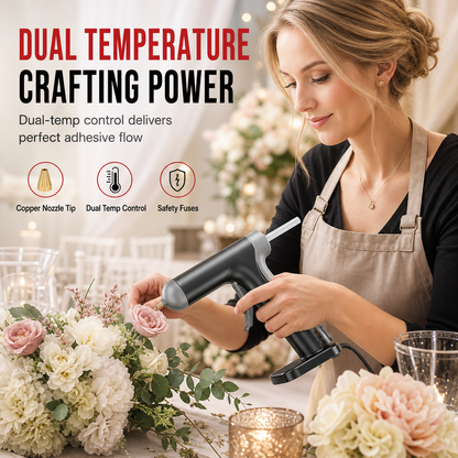 🔫 PROMO FLASH : 50% DE RÉDUCTION ! Pistolet à Colle Thermofusible Sans Fil – Batterie 2000 mAh & 10 Bâtons de Colle, Double Température & Buse en Cuivre for un Collage Précis et Polyvalent ✨