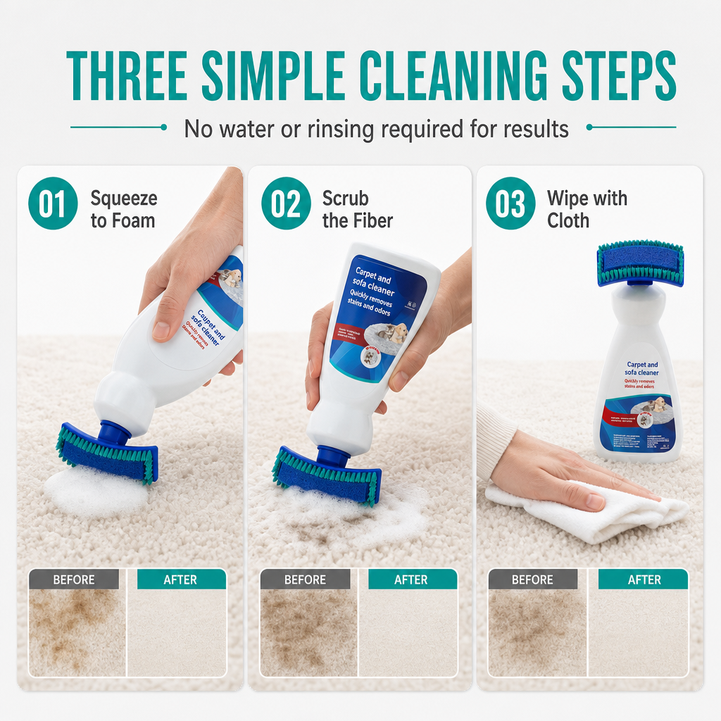 Nettoyant sans eau pour tissus et moquettes