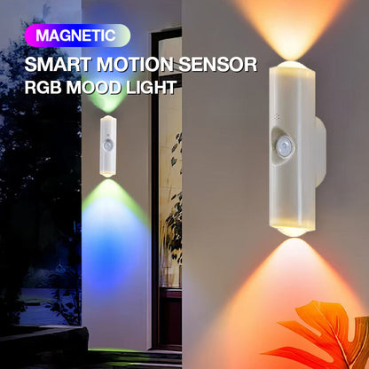 💡50 % DE RÉDUCTION MAINTENANT ! Lampe d'ambiance RGB à détecteur de mouvement magnétique intelligent – Applique murale LED double face, veilleuse sans fil rechargeable pour couloir, chambre, placard et décoration