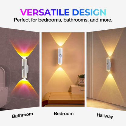 💡50 % DE RÉDUCTION MAINTENANT ! Lampe d'ambiance RGB à détecteur de mouvement magnétique intelligent – Applique murale LED double face, veilleuse sans fil rechargeable pour couloir, chambre, placard et décoration