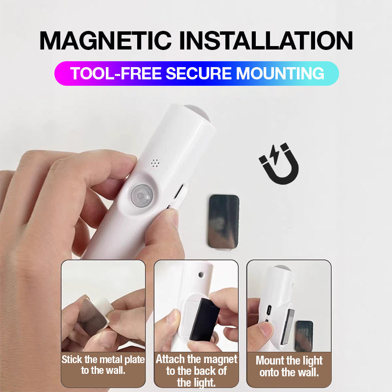 💡50 % DE RÉDUCTION MAINTENANT ! Lampe d'ambiance RGB à détecteur de mouvement magnétique intelligent – Applique murale LED double face, veilleuse sans fil rechargeable pour couloir, chambre, placard et décoration