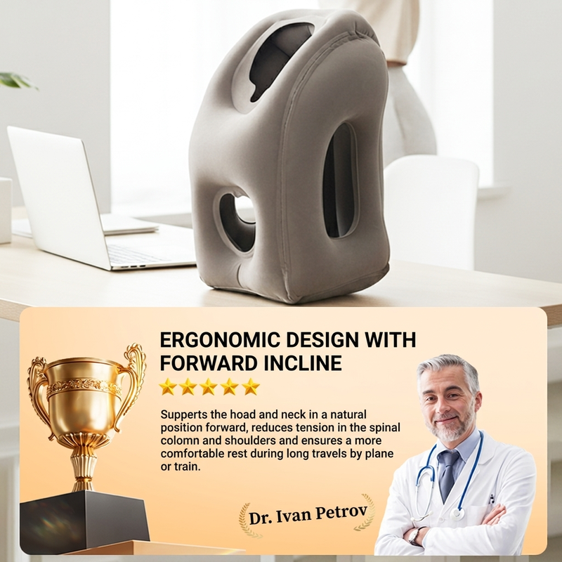 🌬️ Oreiller de voyage gonflable ergonomique ✈️😴 | Pour un sommeil confortable en voiture, en avion ou en train