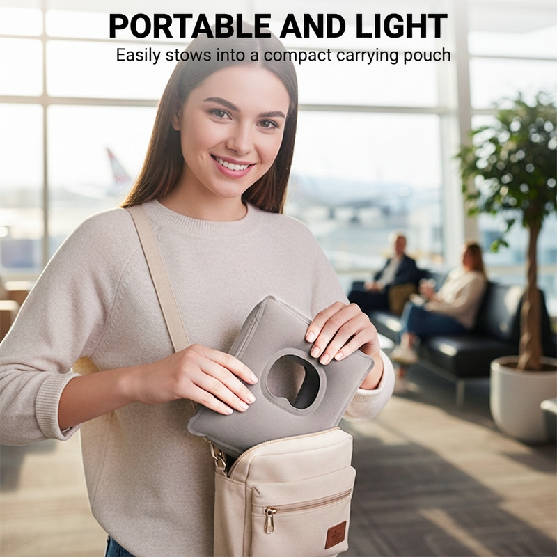 🌬️ Oreiller de voyage gonflable ergonomique ✈️😴 | Pour un sommeil confortable en voiture, en avion ou en train