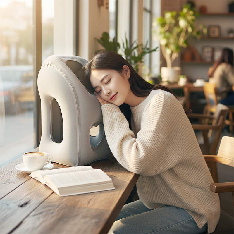 🌬️ Oreiller de voyage gonflable ergonomique ✈️😴 | Pour un sommeil confortable en voiture, en avion ou en train