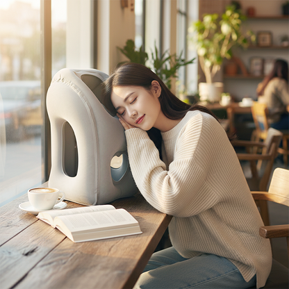 🌬️ Oreiller de voyage gonflable ergonomique ✈️😴 | Pour un sommeil confortable en voiture, en avion ou en train