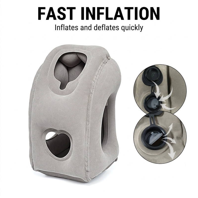 🌬️ Oreiller de voyage gonflable ergonomique ✈️😴 | Pour un sommeil confortable en voiture, en avion ou en train