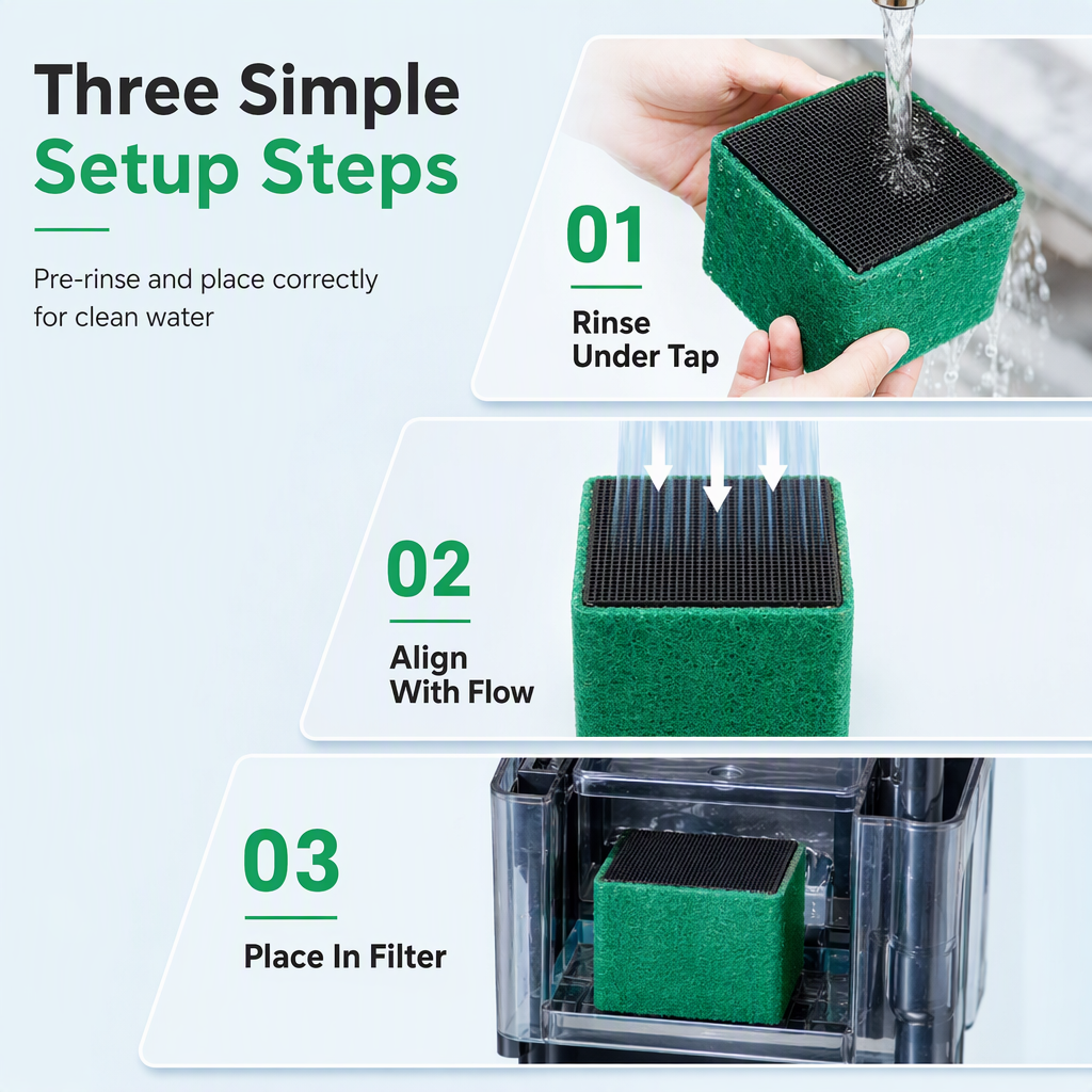 Cube de filtre au charbon actif pour la purification de l'eau d'aquarium