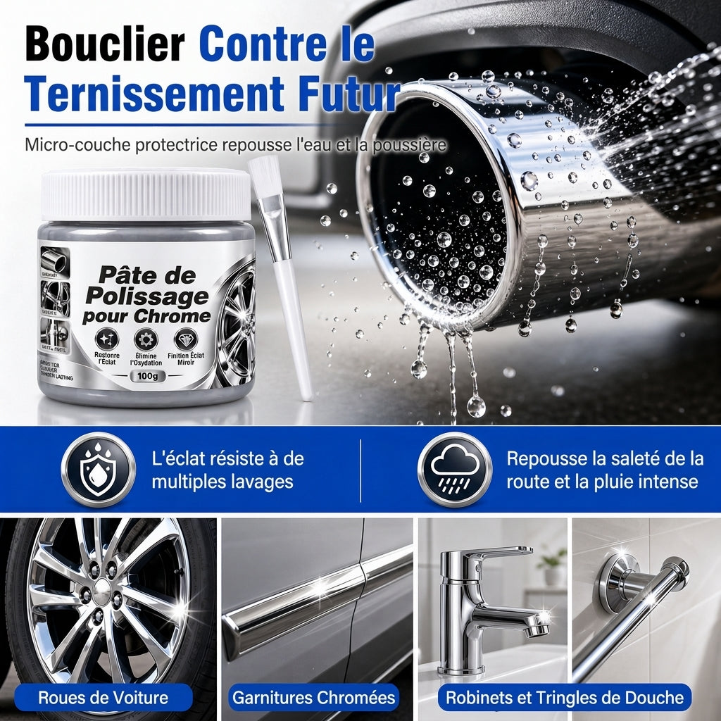 🔥-50% DE RÉDUCTION✨Pâte polissante métal chromé 🛠️Avec brossette, supprime rouille & traces, restaure l'éclat instantanément