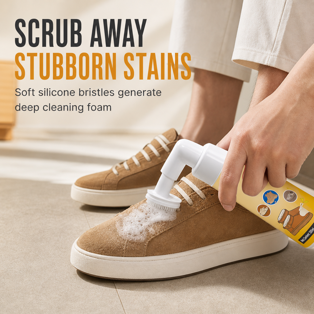 🥳 PROMOTION 2026 🥳💞 Plus de 50 000 vendus ! 👟🧼 -50 % ! Nettoyant à sec pour daim et nubuck : mousse sans eau contre les taches de graisse, brosse en silicone intégrée. Ravivez chaussures et bottes de neige ! 🛡️✅