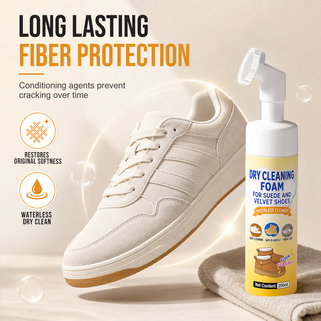 🥳 PROMOTION 2026 🥳💞 Plus de 50 000 vendus ! 👟🧼 -50 % ! Nettoyant à sec pour daim et nubuck : mousse sans eau contre les taches de graisse, brosse en silicone intégrée. Ravivez chaussures et bottes de neige ! 🛡️✅