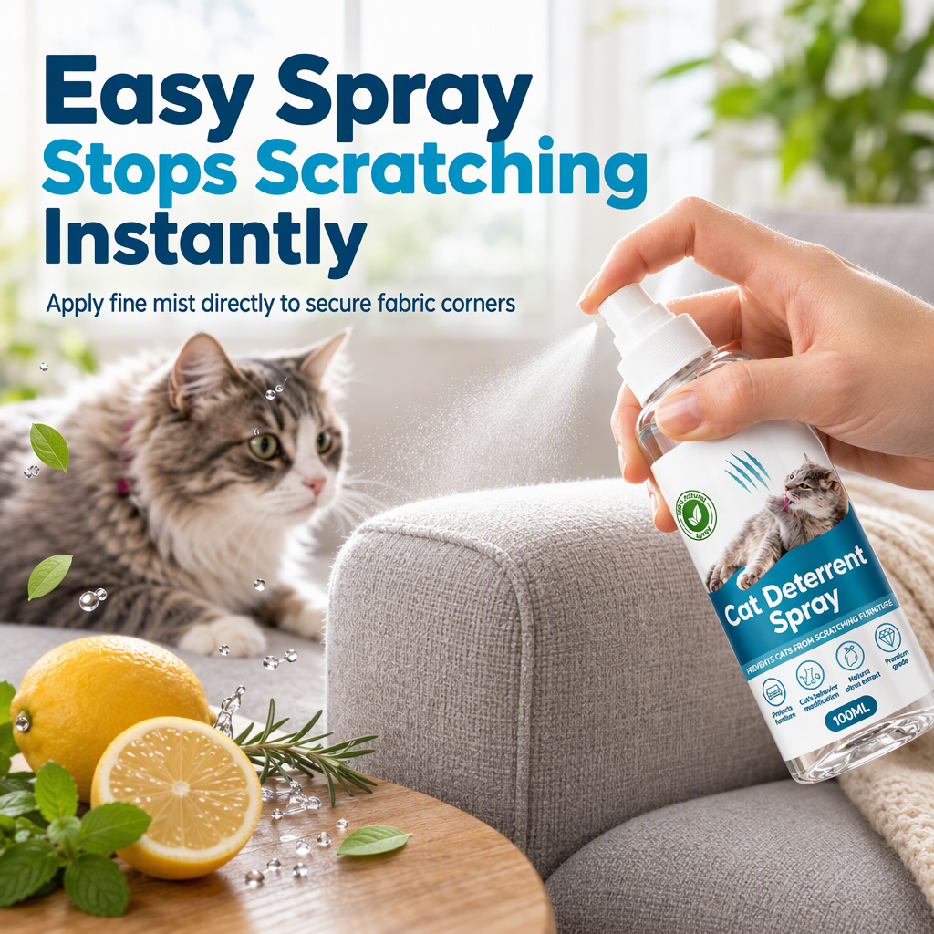 🐱✨ PROMO FLASH : 50% DE RÉDUCTION ! Spray Répulsif Anti-Griffures pour Chat aux Agrumes – Formule Transparente & Non Tachante for Protéger Canapés et Meubles ✨