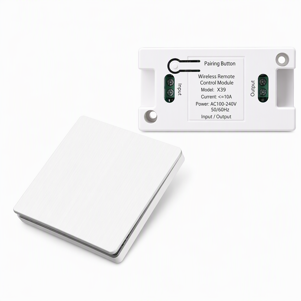 Kit d'interrupteur sans fil sans câblage avec interrupteur mural autocollant et récepteur pour lampes domestiques 220 V
