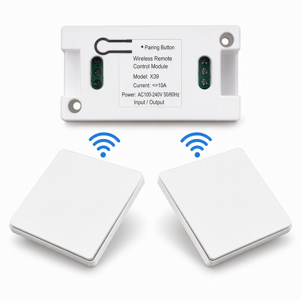 Kit d'interrupteur sans fil sans câblage avec interrupteur mural autocollant et récepteur pour lampes domestiques 220 V