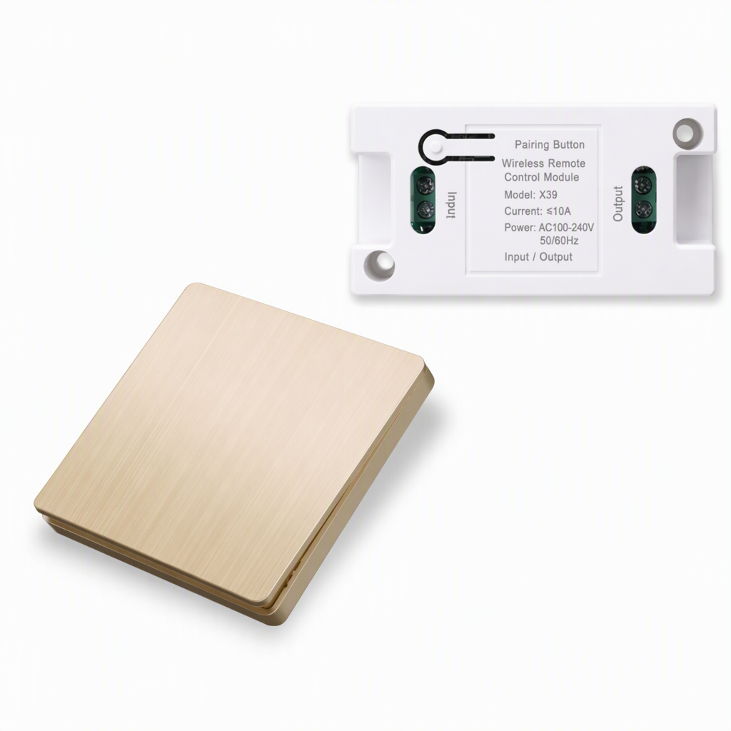 Kit d'interrupteur sans fil sans câblage avec interrupteur mural autocollant et récepteur pour lampes domestiques 220 V