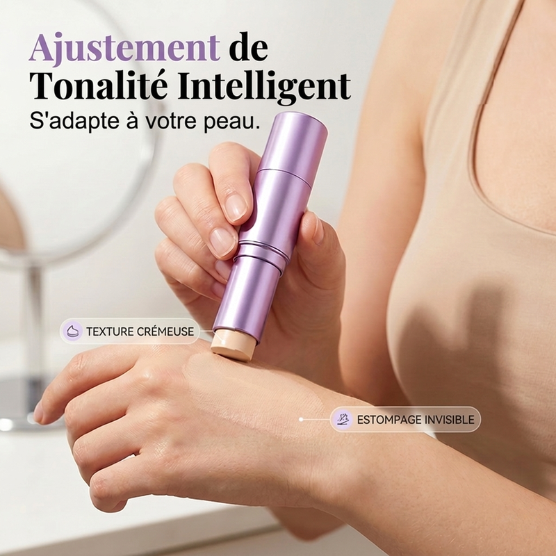 💄✨ Fond de Teint en Stick 2-en-1 avec Pinceau Intégré – Haute Couvrance, Fini Velouté & Tenue 24H