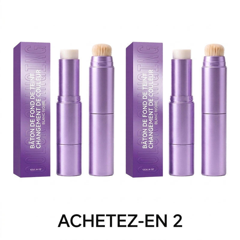 💄✨ Fond de Teint en Stick 2-en-1 avec Pinceau Intégré – Haute Couvrance, Fini Velouté & Tenue 24H