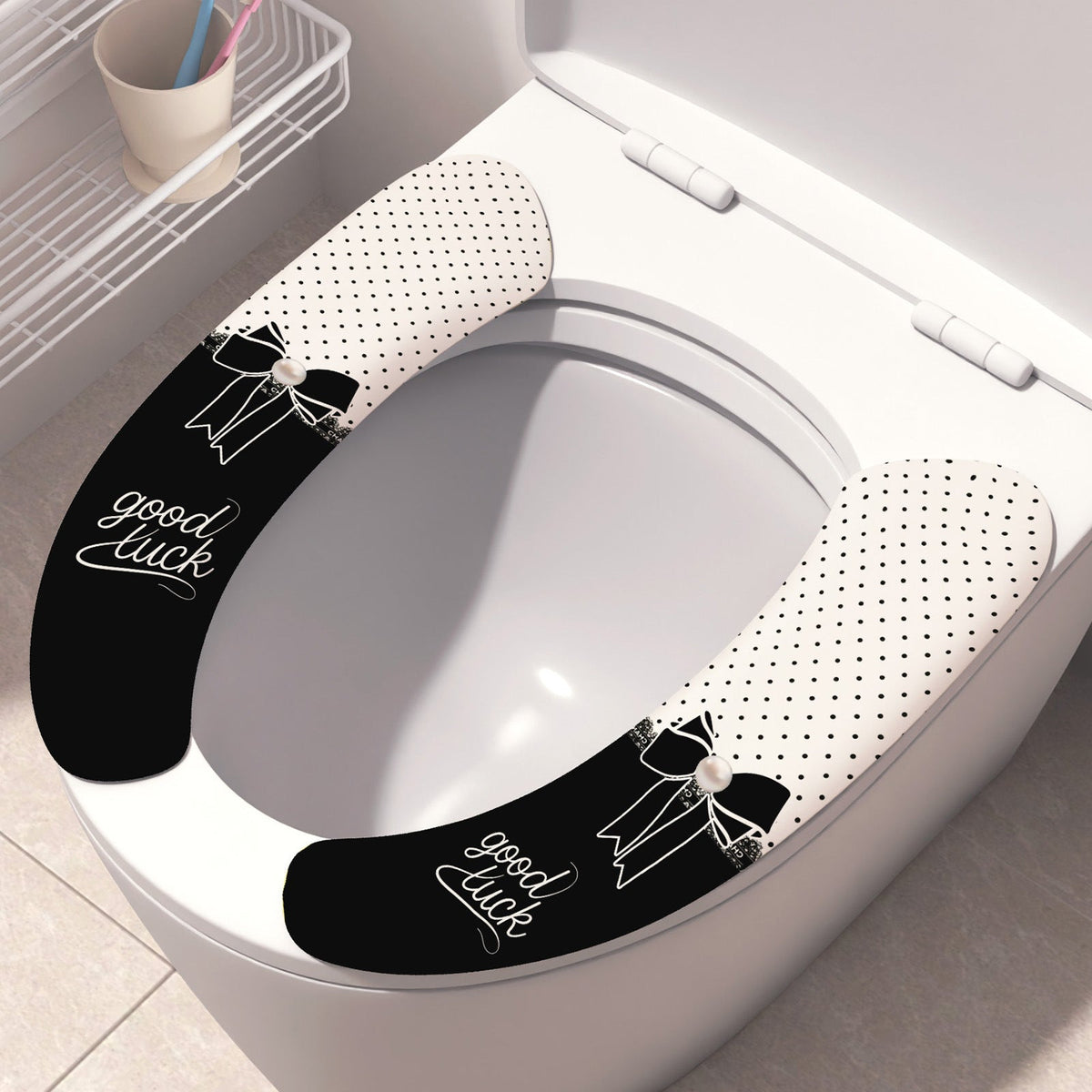 Coussinets de toilette en peluche à fixation électrostatique