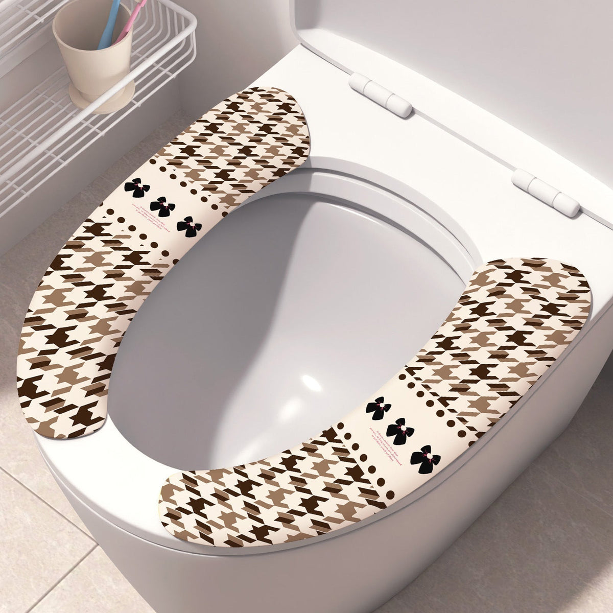 Coussinets de toilette en peluche à fixation électrostatique