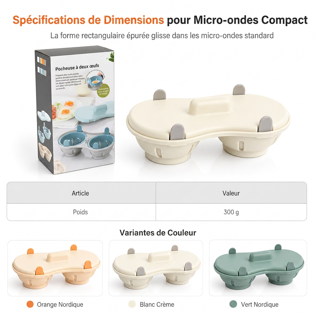 🍳⚡Cuiseur-oeufs à deux compartiments pour micro-ondes | Cuisez deux oeufs pochés rapidement ⏱️