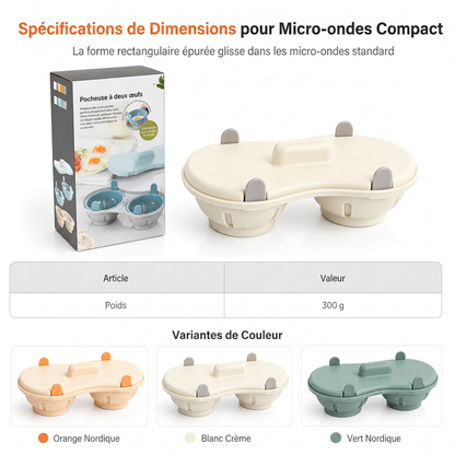 🍳⚡Cuiseur-oeufs à deux compartiments pour micro-ondes | Cuisez deux oeufs pochés rapidement ⏱️