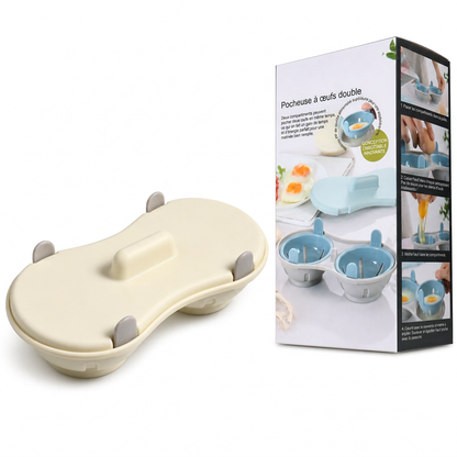 🍳⚡Cuiseur-oeufs à deux compartiments pour micro-ondes | Cuisez deux oeufs pochés rapidement ⏱️