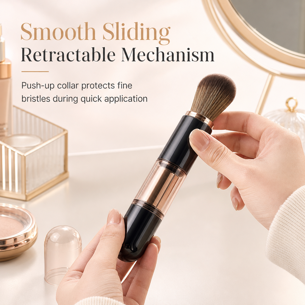 🖌️🔥DERNIER JOUR -50% ! Pinceaux maquillage rétractables portables, multifonctionnels, pinceau poudre et lèvres silicone✨