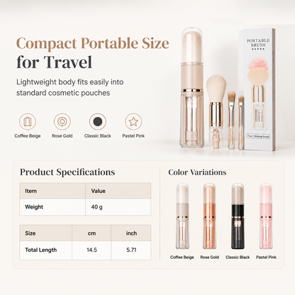 🖌️🔥DERNIER JOUR -50% ! Pinceaux maquillage rétractables portables, multifonctionnels, pinceau poudre et lèvres silicone✨