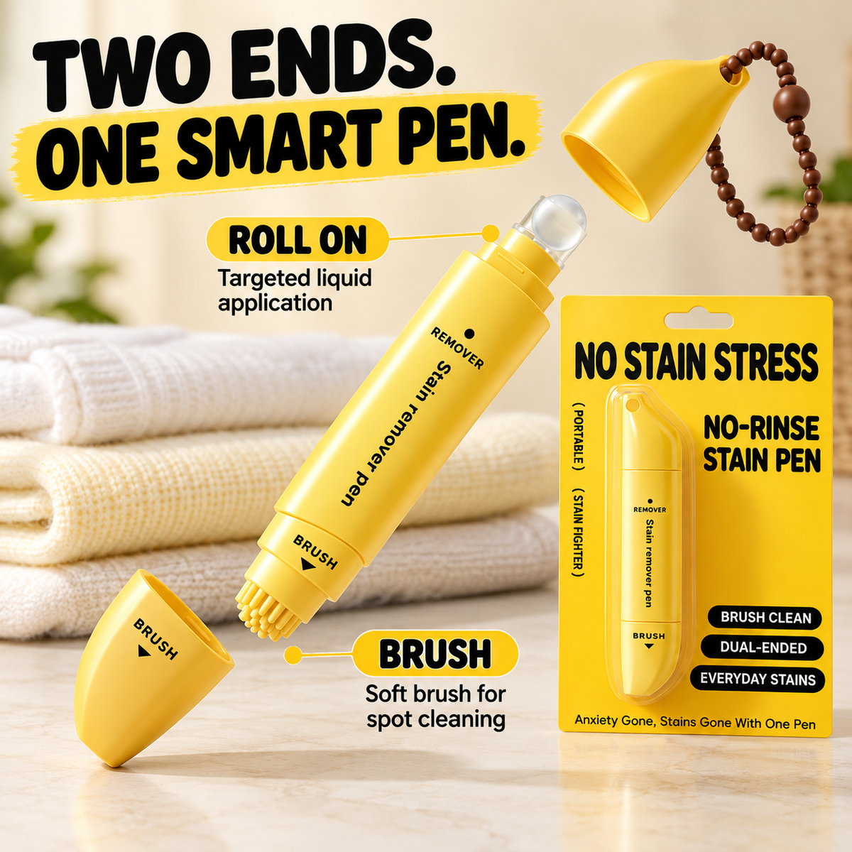 Stylo détachant portable à double tête