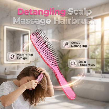 ✨ Brosse démêlante et massante – Démêle instantanément les nœuds en douceur, sur cheveux secs ou mouillés 💆‍♀️
