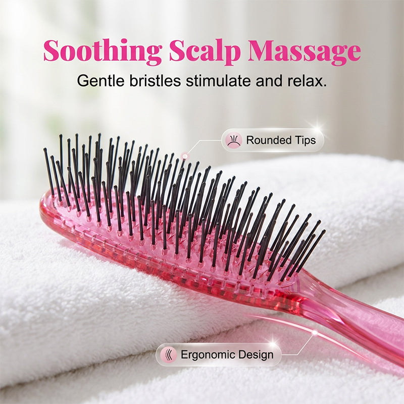 ✨ Brosse démêlante et massante – Démêle instantanément les nœuds en douceur, sur cheveux secs ou mouillés 💆‍♀️