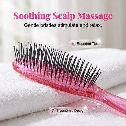 ✨ Brosse démêlante et massante – Démêle instantanément les nœuds en douceur, sur cheveux secs ou mouillés 💆‍♀️