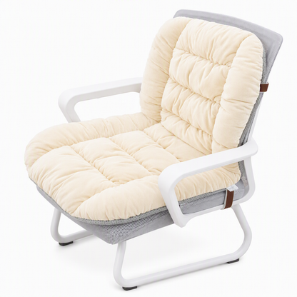 Coussin de siège chauffant intégré en peluche épaisse avec dossier, housse amovible et lavable pour chaises de bureau et d'étudiant