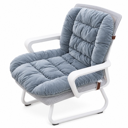 Coussin de siège chauffant intégré en peluche épaisse avec dossier, housse amovible et lavable pour chaises de bureau et d'étudiant