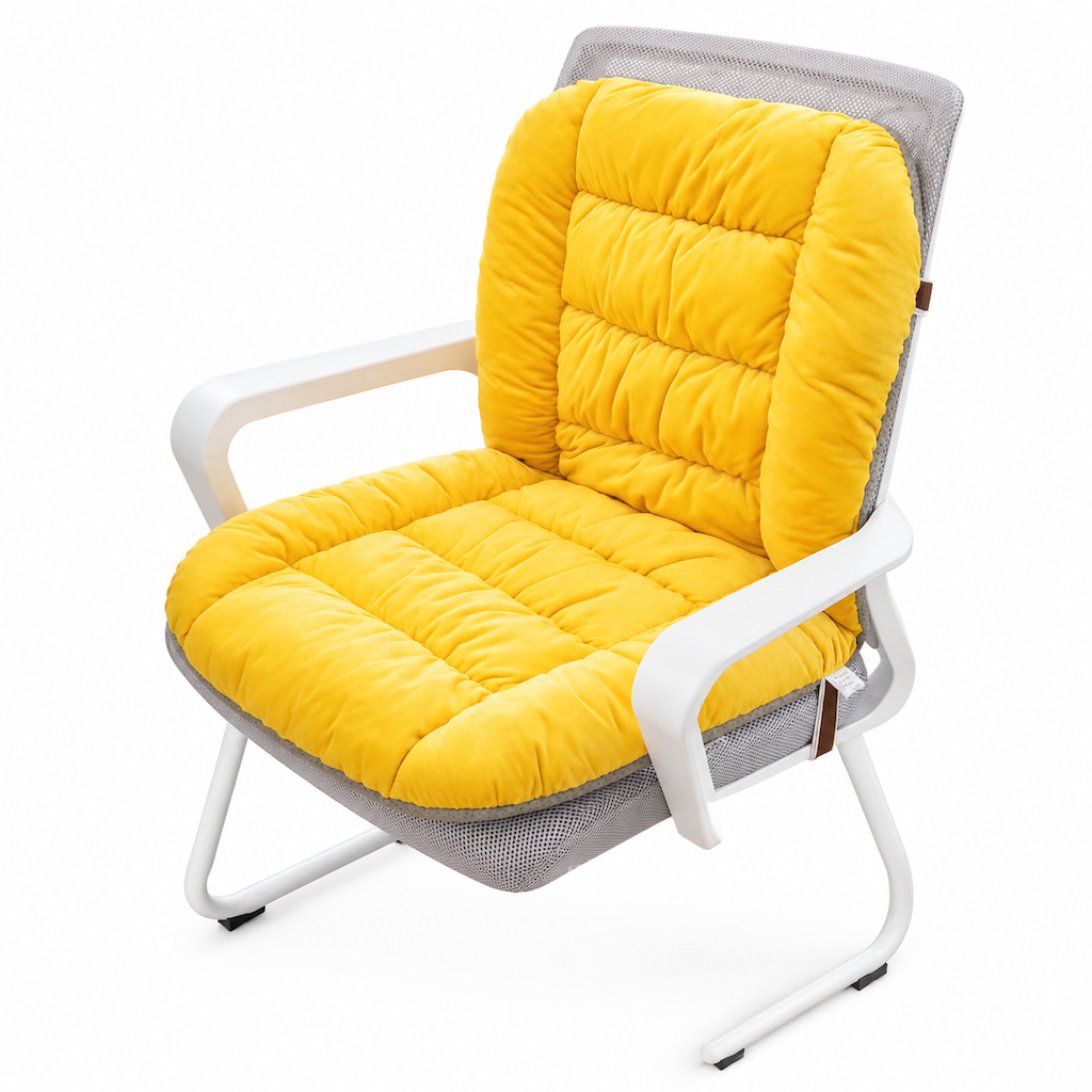 Coussin de siège chauffant intégré en peluche épaisse avec dossier, housse amovible et lavable pour chaises de bureau et d'étudiant
