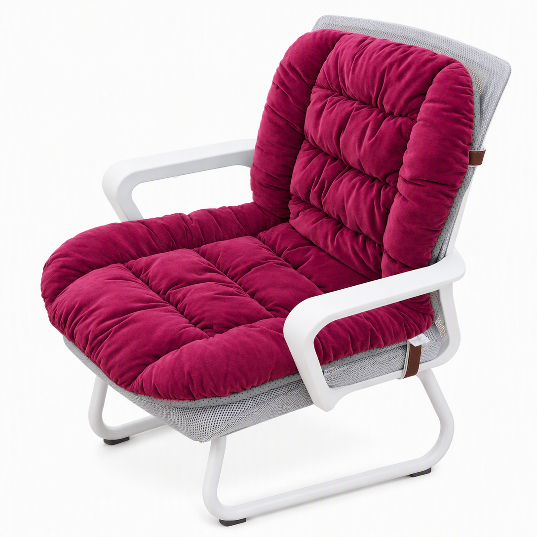 Coussin de siège chauffant intégré en peluche épaisse avec dossier, housse amovible et lavable pour chaises de bureau et d'étudiant