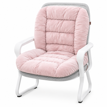 Coussin de siège chauffant intégré en peluche épaisse avec dossier, housse amovible et lavable pour chaises de bureau et d'étudiant