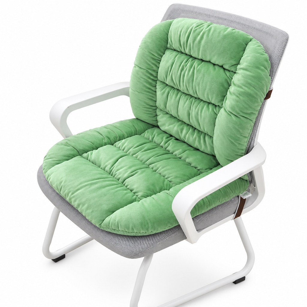 Coussin de siège chauffant intégré en peluche épaisse avec dossier, housse amovible et lavable pour chaises de bureau et d'étudiant