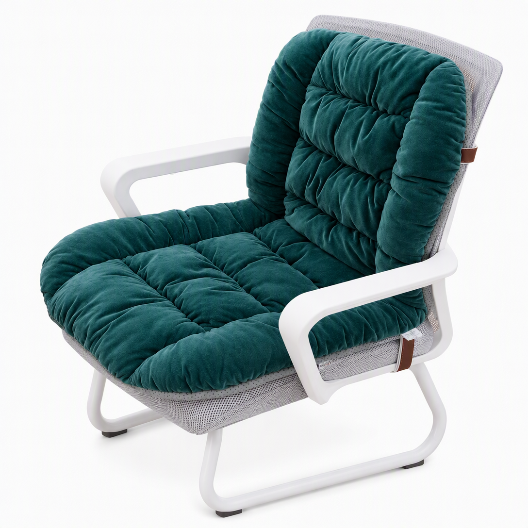 Coussin de siège chauffant intégré en peluche épaisse avec dossier, housse amovible et lavable pour chaises de bureau et d'étudiant