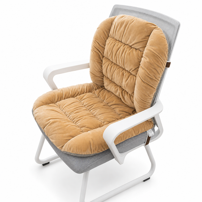 Coussin de siège chauffant intégré en peluche épaisse avec dossier, housse amovible et lavable pour chaises de bureau et d'étudiant