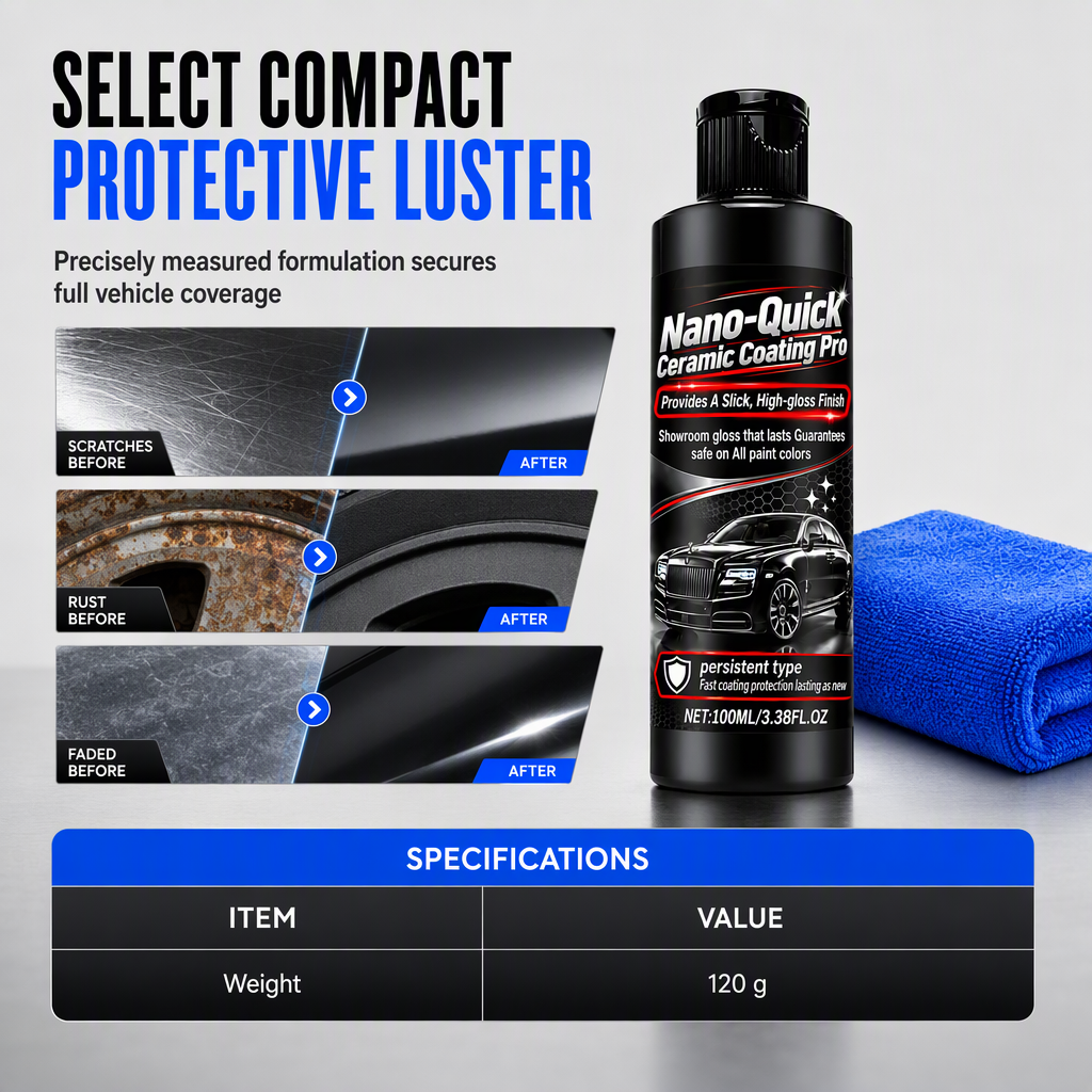 🚗 Nano Ceramic Car Coating Kit – Glossy Shine & Hydrophobic Protection