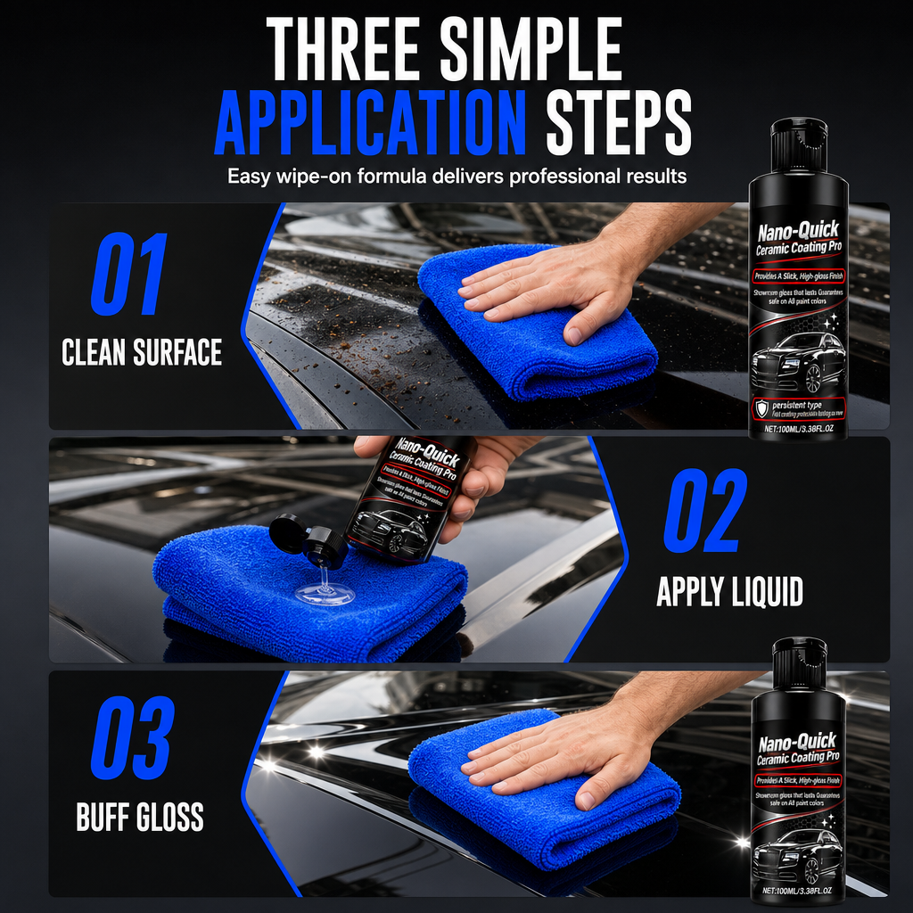 🚗 Nano Ceramic Car Coating Kit – Glossy Shine & Hydrophobic Protection
