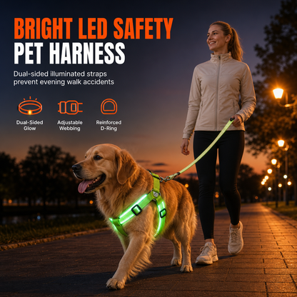 🥳 VENTE FLASH 2026 💞 50 000+ VENDUS ! ✨ Harnais pour chien LED réglable, lumineux et clignotant – Sangle de poitrine pour animal
