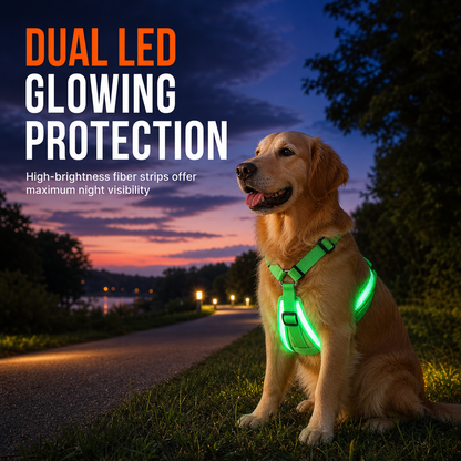 🥳 VENTE FLASH 2026 💞 50 000+ VENDUS ! ✨ Harnais pour chien LED réglable, lumineux et clignotant – Sangle de poitrine pour animal
