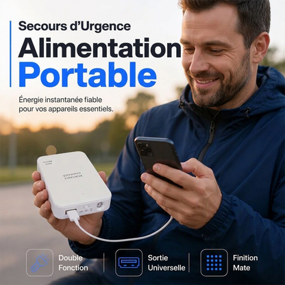 🔋-50% MAINTENANT ! Batterie de secours portable d'urgence – Chargeur rapide universel avec lampe de poche LED, batterie externe finition mate pour téléphone, camping extérieur et voyage