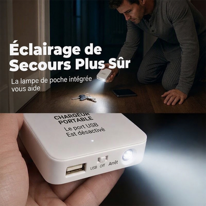 🔋-50% MAINTENANT ! Batterie de secours portable d'urgence – Chargeur rapide universel avec lampe de poche LED, batterie externe finition mate pour téléphone, camping extérieur et voyage