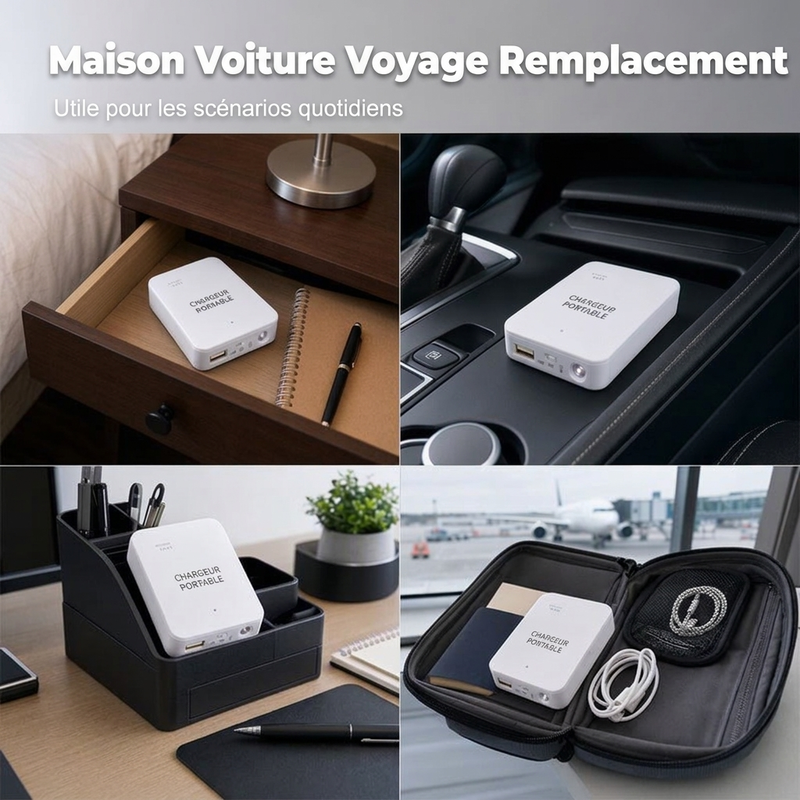 🔋-50% MAINTENANT ! Batterie de secours portable d'urgence – Chargeur rapide universel avec lampe de poche LED, batterie externe finition mate pour téléphone, camping extérieur et voyage