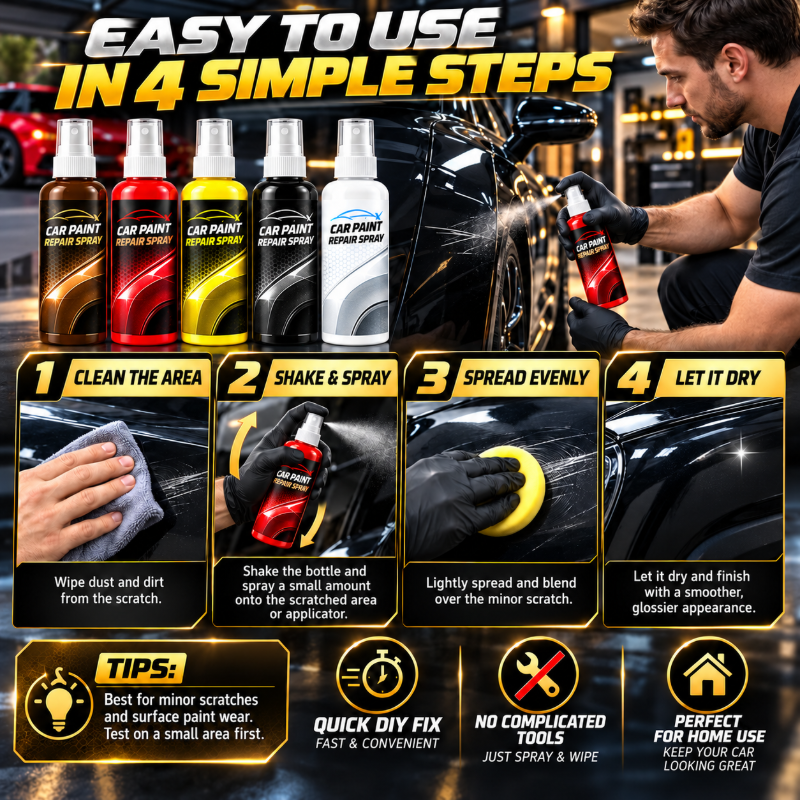 🎁🔥 Disponible en plusieurs coloris — Spray réparateur de rayures pour voiture, pour les rayures légères et les retouches rapides. 🥰