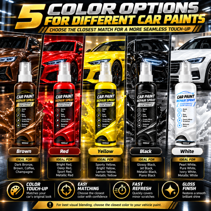🎁🔥 Disponible en plusieurs coloris — Spray réparateur de rayures pour voiture, pour les rayures légères et les retouches rapides. 🥰