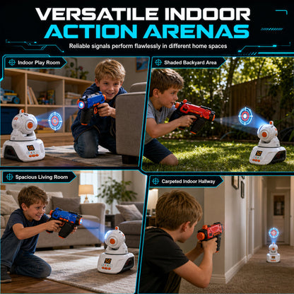 ❄️🎄 Rendez Noël magique ✨🎁Set de pistolets laser infrarouges pour enfants – 2 mini-pistolets et 1 projecteur avec son et lumière
