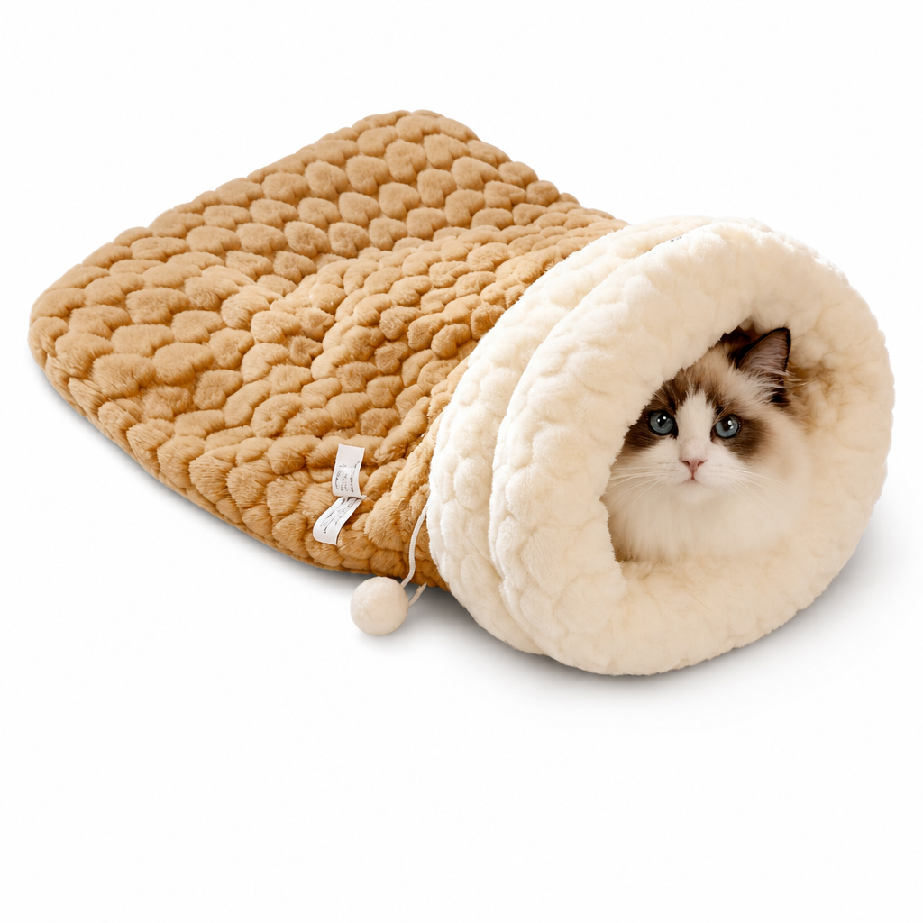 🔥⏰50% DE RÉDUCTION 🐱 Nid chat fermé épais chaud, peluche douce, parfait pour l’automne et l’hiver ❄️